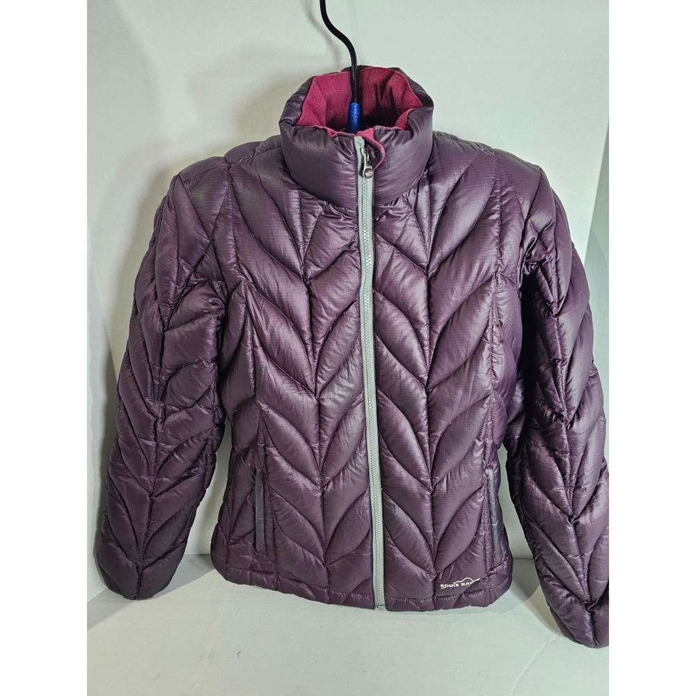 Siz XS Eddie Bauer Down Jacket Purple Insulated Full Zip Quilted Packable Puffer